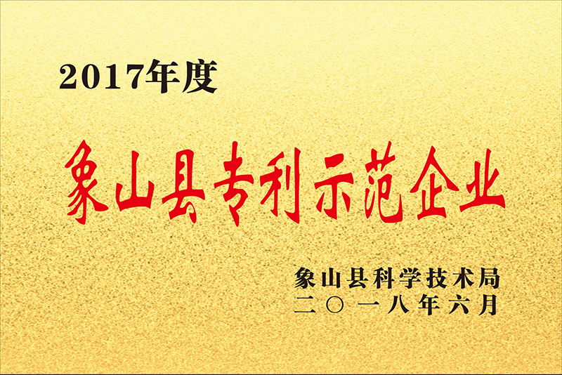 2017 Xiangshan County Patent Demonstration Enterprise